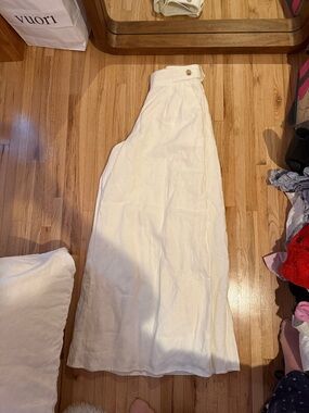NWT White High-Waist LINEN WIDE LEG PANTS size 4